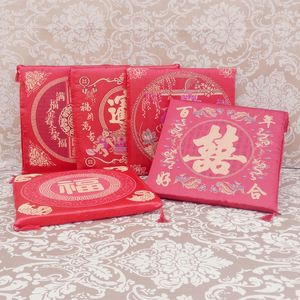 Chinese Red Seat Back Cushion New Year Valentine's Day Wedding Gifts Home Decor Sofa Blend Kneel Square Bay Window Soft Pillows