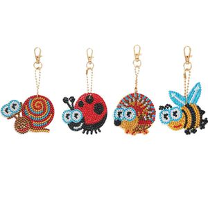 5D DIY Bee Special Shaped Painting Keychains Women Bag Pendant Jewelry Key Ring Diamond Embroidery Cross Stitch