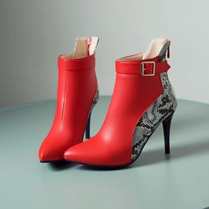 Boots Sexy Small Short Women 2021 Autumn Winter 9 Cm Thin Pointed High Heels French Fried Street Red Botas