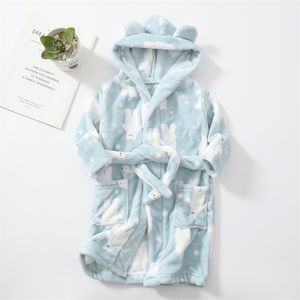 Autumn Winter Baby Kids Sleepwear Robe Flannel Warm Bathrobe For Girls Boys Pajamas 4-12Years Teenagers Children's Dressing Gown 211109