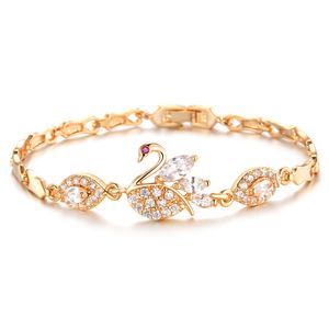 Wholesale best copper bracelet resale online - Link Charm Fashion Jewelry Beautiful Inlaid Diamond Zircon Copper Plated Gold Lady s Best Friend Bracelet Micro