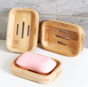 Bathroom Soap Holder Tray Container Bamboo Natural Box Shower Soaps Dish Eco-friendly Wooden Storage Boxes SN5546