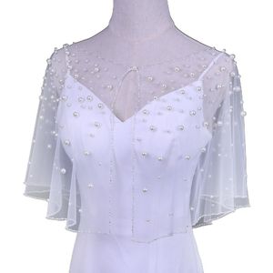 Wraps & Jackets Female Summer Wedding Jacket Bolero Pearl Beads Embroidery Bridal Sunscreen Shawl Evening Cape Cover AXYD