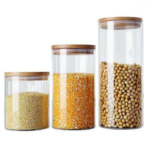 Garrafas de armazenamento frascos de vidro canister para recipientes de cozinha frasco com caixa de tampa Caixa de vácuo de especiarias Sugar tigela recipiente
