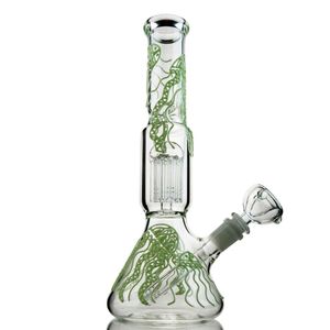 18mm Female Joint Glass Bong Glow Hookahs In The Dark 6 Arms Tree Perc Water Pipe 5mm Thick Oil Dab Rig Straight Tube