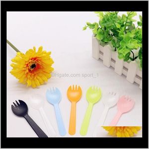 Tableware Portable Fruit Plastic Dessert Party Cake Salad Vegetable Spoon Individual Package V8Cc8 Jmbfv