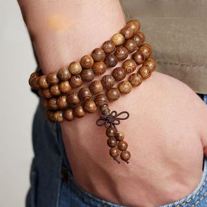 Charm Bracelets 8mm 6mm Natural Chicken Wing Wood Buddha Prayer Bead Knot Black Ebony Unisex Men's Bracelet & Women's