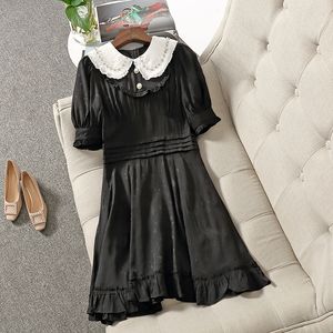 2021 Lato 1/2 Pół Rękaw Peter Pan Neck Black / Yellow Contrast Kolor Gwiazdy Zroszony Długość Długość Eleganckie Casual Dresses 21A2504205