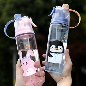 20pcs Summer Spray Nozzle Kid Water Bottle 600ml Plastic PP Material Children Handy Cup Outdoor Sports