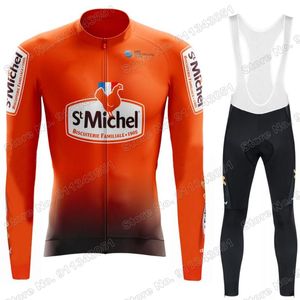 Anzug ST MICHEL Team 2021 Radfahren Jersey Set Herren Sommer Kleidung Langarm MTB Bike Road Hosen Bib Ropa Maillot Racing Sets