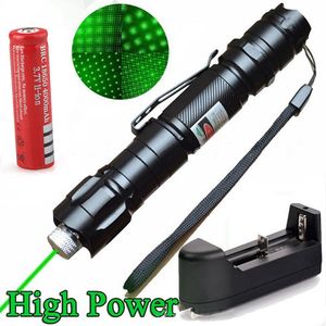009 Grön Ljus Hög Power Laser Ficklight Laser Pekare med 18650 Batteri + 18650 Laddare