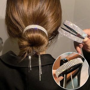 Women Elegant Luxury Rhinestone Tassel Ponytail Hair Claws Clamps Barrettes Hairpin Headband Fashion Hair Accessories