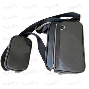 Luksusowe Projektanci Torby 2021 Męskie dwuczęściowe Satchel Black Zipper Messenger Mały Listonosz Torba Moda Wysokiej jakości Portfel Outdoor z Dustbag N50018