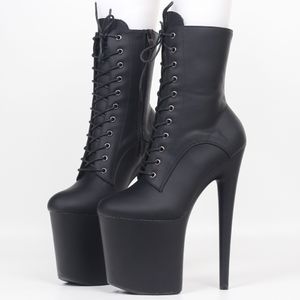 Sexy Lace-Up Ankle Boots with 20CM Heel, Platform Sole for Pole Dancing, Side Zip, Sizes 5-12