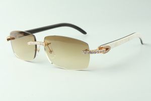 Óculos de sol de diamante sem fim de venda direta 3524026 com hastes de chifre de búfalo mistas óculos de design, tamanho: 18-140 mm