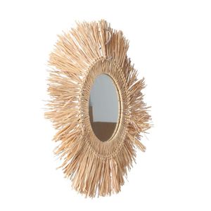 Speglar 1pc Straw Braid Mirror Living Room Round Wall Makeup Dressing