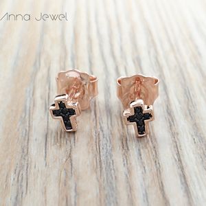 Bear jewelry 925 sterling silver girls cute rose gold Motif cross earrings for women Charms 1pc set wedding party birthday gift Ear-ring Luxury Accessories 914933600