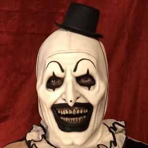 Joker Kostümleri toptan satış-Joker Lateks Maske Territeri Sanat Palyaço Cosplay Maskeleri Korku Tam Yüz Kask Cadılar Bayramı Kostümleri Aksesuar Karnaval Parti Sahne H0910