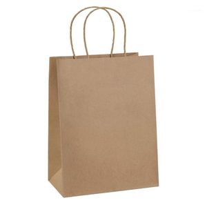 Opakowanie prezentów 50pcs Średnie recyklingowe torby papierowe Kraft z przechowywaniem uchwytu na wesele/urodziny/przyjęcie Favor/Christmas/Candy/Cookies