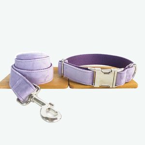 Собака Фиолетовый оптовых-Индивидуальный ошейник для собак выгравированный щенок ID Tag Tag Tag Teash воротник установлен регулируемый открытый твердый холст воротник питомца поводка фиолетовый фиолетовый x0703