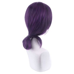 Chainsaw Man Reze Cosplay Wig Purple Synthetic Hair Halloween Party Role Play s + Cap Y0913