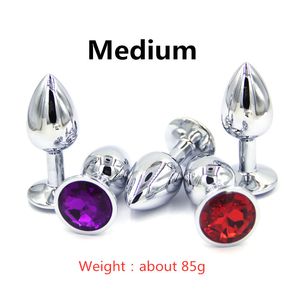 Massagem médio colorido aço inoxidável butt plug Anal grânulos Cristal Jóias Estimulador Sexo Brinquedos Dildo Anal Plug Gay Products