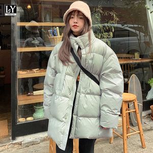 Ly Varey Lin Cotton Jackor Vinter Koreanska Stil Stand Krage Fickor Zippers Oversize Tjock Varm Snow Streetwear Coats 210526