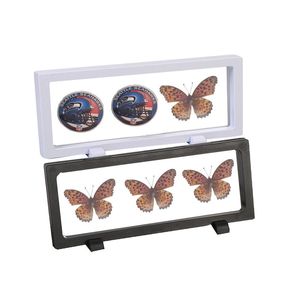 9 * 23cm PE Suspended Floating Display Case Smycken Mynt Specimen Halsband Ring Smycken Utställning Pet Membranhållare Box Stand 100pcs