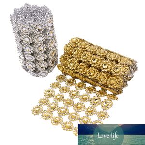 Narzędzia rzemiosła 1yard 10 cm Słonecznik Rhinestone Złoto Srebrny Kryształ Wstążka Klej Odzież Akrylowa Kwiat Mesh Wrap Taśma Na Ślub Festiwal Party