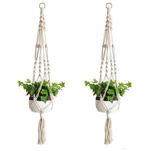 Ganci per piante Macrame Corda Portavasi Corda Appeso a parete Fioriera Cesto appeso Portapiante Vaso da fiori per interni Cesto di sollevamento DAP26