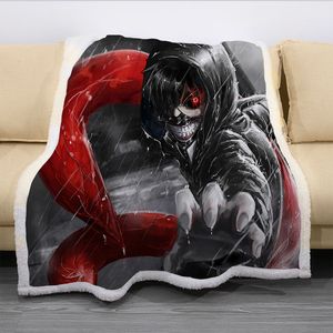 Tokyo Ghoul 3D Printed Fleece Blanket for Beds Thick Quilt Fashion Bedspread Sherpa Throw Blankets Adults Kids