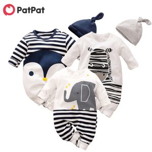 Venda outono animal design algodão bebê macacão macacão menino bodysuits roupas 210528