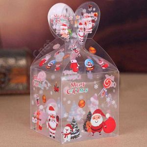 Muitos estilos PVC Caixa de Doce Transparente Caixa de Presente Decoração de Natal e Embalagem Santa Claus Snowman Elk Rena Caixas de Apple Caixas Dac71