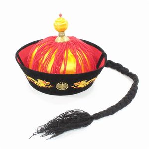 Chinaman Hat Dragons Qing Dynasty Emperor Tang Costume Cap Landlord Chinese Traditional China Vintage Fancy Caps