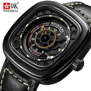 Zegarek sportowy automatyczny zegarek mężczyzn Square Creative Mechanical Watches Mens Waterproof Wristwatch Męski zegar Erkek Kol Saati