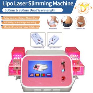 Novo sistema de laser LIPO de diodo duplo 130MW Máquina de emagrecimento de remoção de gordura a laser com 16 almofadas#206