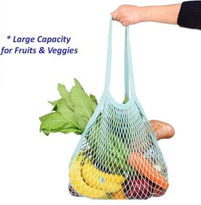 Saco de compras Bolsas Shopper TOTE Malha Net Tecidos de Algodão de Algodão Reusável Sacos de Armazenamento de Frutas Bolsa Reutilizável Bags Home Bagss Zyy1072