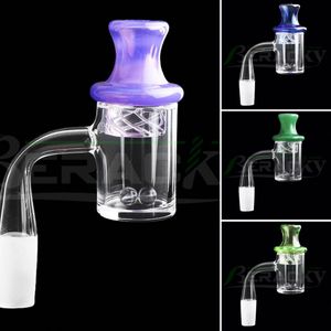 Beracky Rökning Beveled Edge Quartz Banger med glas Ufo Carb Cap / Terp Pärlor 4mm Botten 25mmod Naglar för DAB Oljeplattor Vatten Bongs