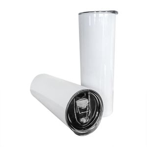 Copo de sublimação faça você mesmo 20 onças em branco, canecas retas, copo térmico de aço inoxidável, copo DIY, carro, caneca, garrafa de água, com tampa de palha ZL0020sea