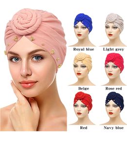 Mulheres muçulmanos turbante chapéu frisado placa flor flor feminino headgear11 cores xy522