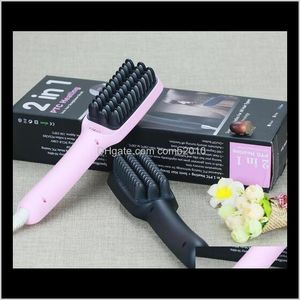 2 In 1 Brush Hair Straightener Comb Irons With Lcd Display 100-240V Electric Straight Hair Comb Straightening Brush 40Pcs Ksnzc 2Bq0K