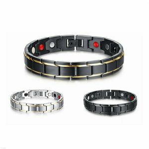 Men's Fashion Electroplating Magnet Pulseira Stainless Steel Magnetic Therapy Bracelet Homme Anti-Fatigue Jewelry