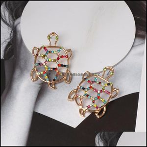 Kolczyki stadninowe biżuteria moda vintage Colorfstone Turtle S419 Drop dostawa 2021 Qlah5