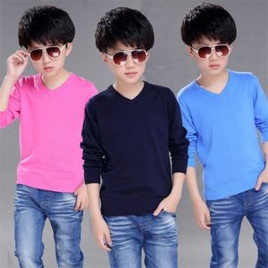 4-16Y Big Boys Knitting Sweaters Solid Color O-neck Knitwear Clothes Children's Fashion Sweater Girls Toddler Baby Outwear Tops 211201