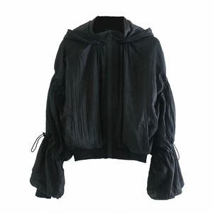 Autumn Women Solid Loose Hoodies Sweatshirts Tops Long Sleeve Hooded Female Black Zip-up Clothing 210513