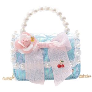 Borse e borsette di perle per bambini in stile coreano 2021 Mini borse a tracolla con fiori carini per neonate Portamonete Borsa per feste per bambini