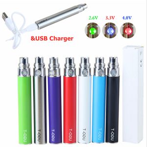 Baterías de precalentamiento EGO USB Passthrough delgado 510 hilos Batería de voltaje variable + cargador USB UGO-T UGO T e cigarrillo 650 900 1100 mAh vape pen ecigarettes