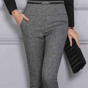 Vêtements pour femmes grande taille S-4XL tempérament Slim taille haute femme pantalon automne dames bureau pantalon de haute qualité 210527