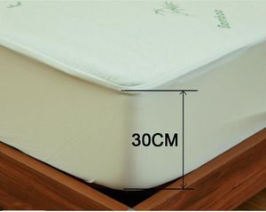 Madrass Pad Super Waterproof Cover Bamboo Fiber Single Twin King Size Luftpermeabel Bed Protector Ingår inte Pillowcase272w