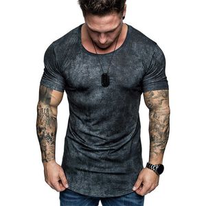 New Monochrome Fashion T-shirt da uomo Casual da uomo Top 3dt-shirt Summer O-Collo Camicia Large Size Streetwear Manica stile collare X0621